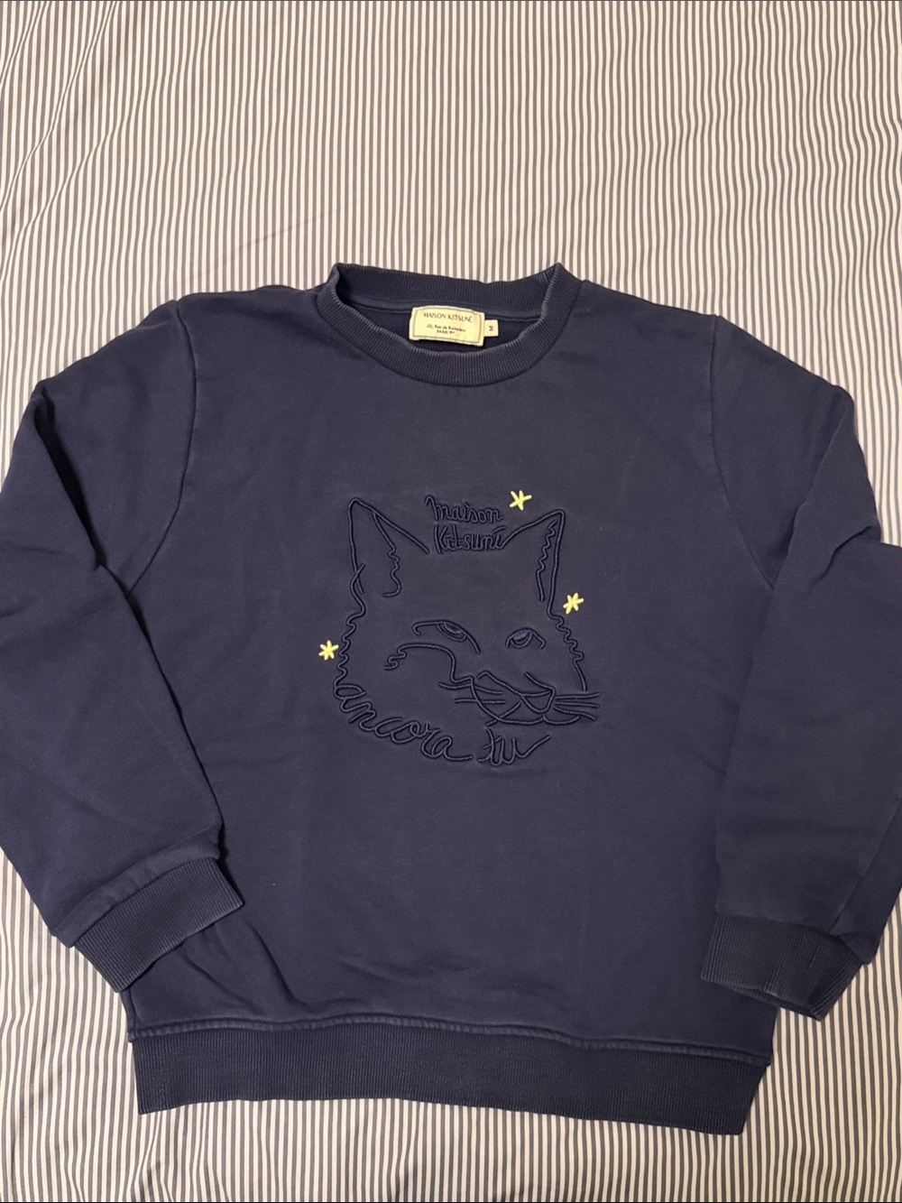 Maison Kitsune Navy Embroidered Fox Sweatshirt